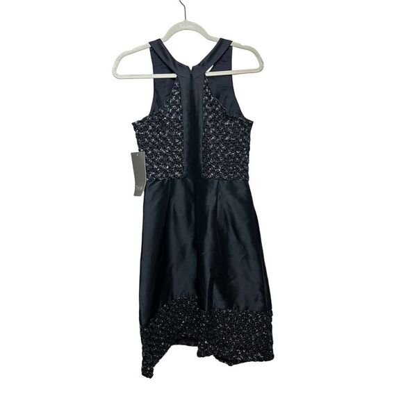 Theia Black Taffeta Embroidered Mini Dress NWT Sz. 6 - Picture 4 of 5